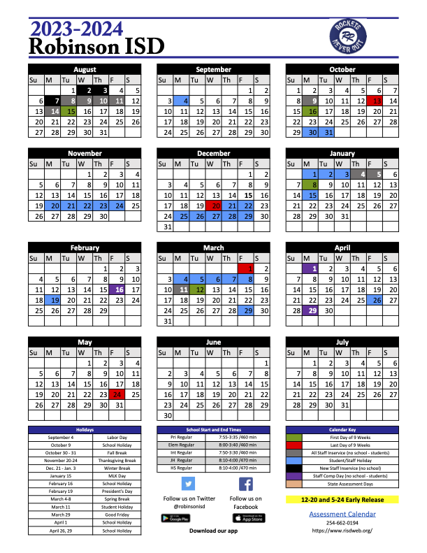2023 - 2024 Academic Calendar